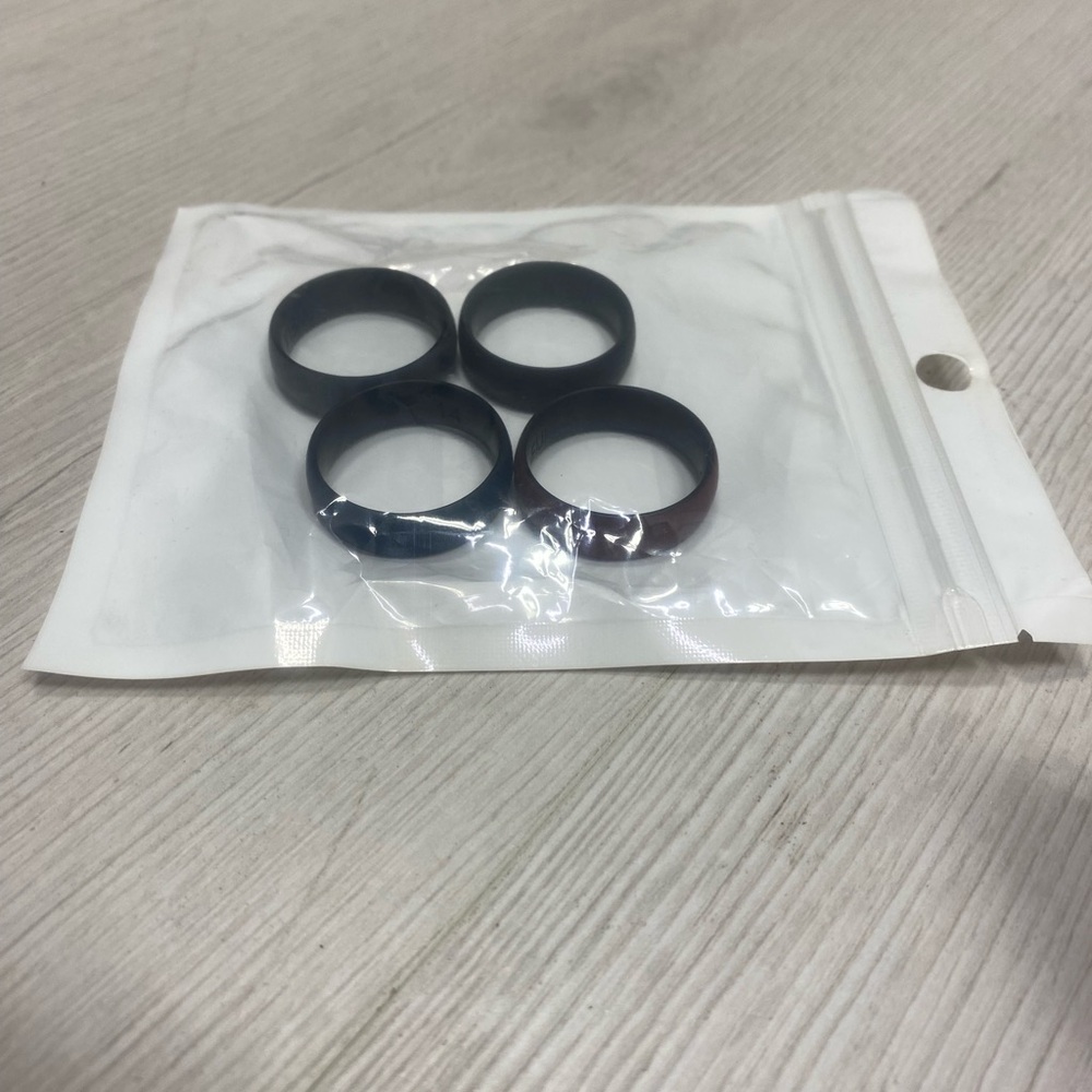 Set of 4 Black, Red, Blue, and Gray Silicone Rings